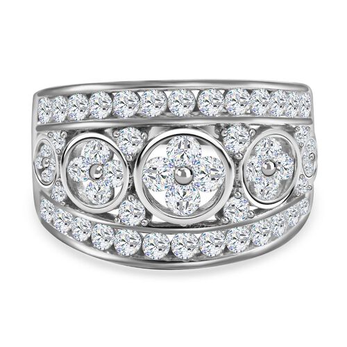 LUSTRO STELLA - Weißer Zirkonia Ring, 925 Silber platiniert (Größe 17.00) ca. 3,07 ct image number 0