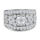 LUSTRO STELLA - Weißer Zirkonia Ring, 925 Silber platiniert (Größe 17.00) ca. 3,07 ct