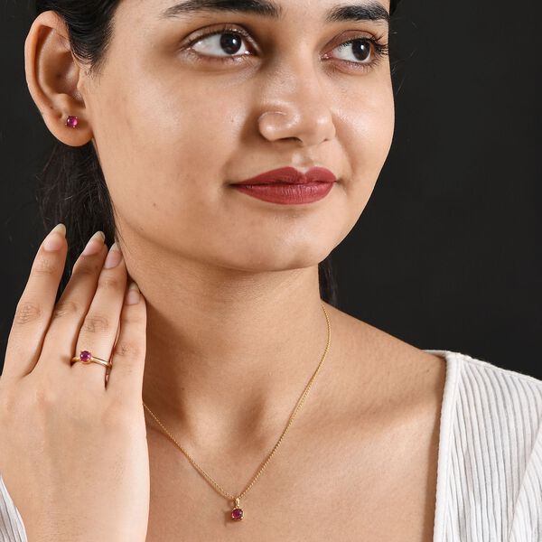 D'Joy Afrikanisches Rubin Schmuckset, 925 Silber 750 Gelbgold Vermeil - 2,80 ct. image number 2