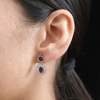 Mosambik Granat Ohrringe  Edelstahl ca. 2.04 ct