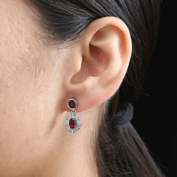 Mosambik Granat Ohrringe  Edelstahl ca. 2.04 ct image number 3