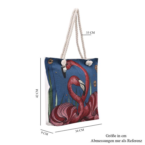 Jacquard gewebte Jute-Tasche mit Flamingo Design, 42x34 cm image number 7