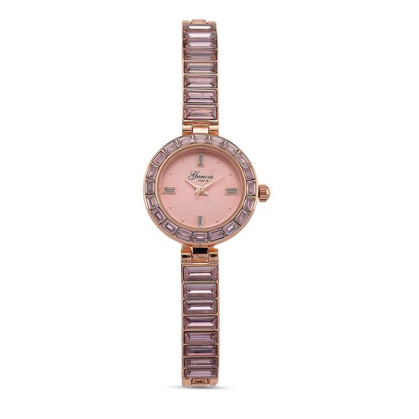 GENOA Time V2, Rosa Diamant-farbene Zirkonia, Kristalluhr, japanisches Uhrwerk, reiner Edelstahl, Rosa 2.20 ct image number 0