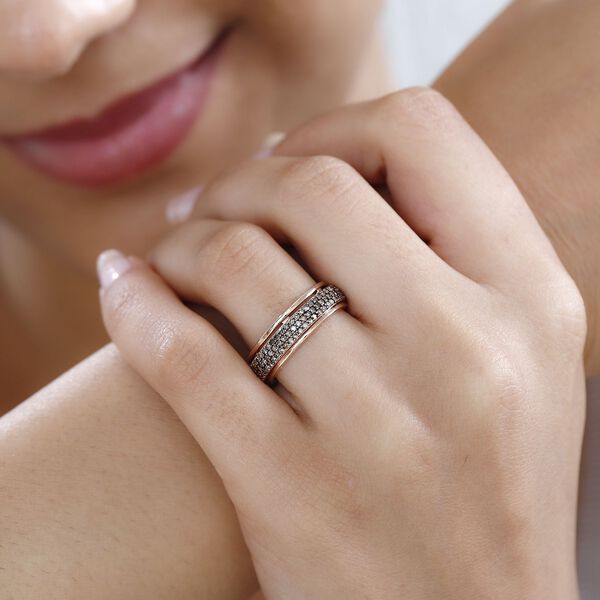 Nat&uuml;rlicher Champagner Diamant Anti-Stress Spinning Ring, ca. 1,00 ct. image number 8