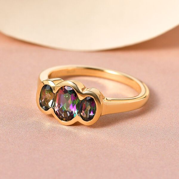 Nordlicht Mystischer Topas Ring, 925 Silber vergoldet, ca. 1.55 ct image number 2