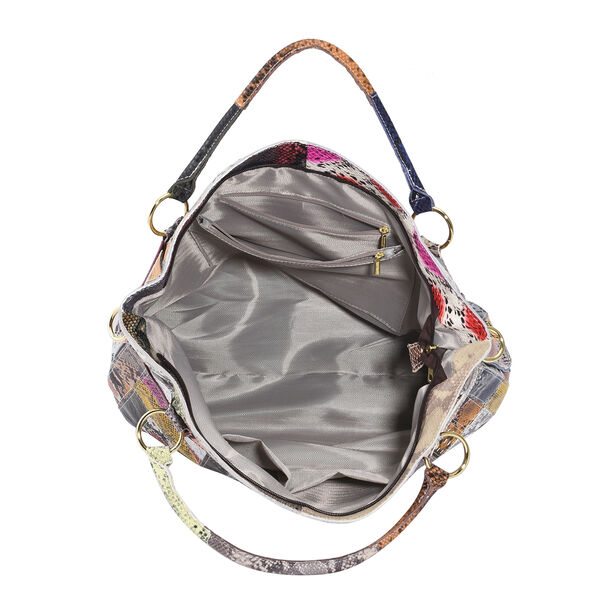 Chaos by Elsie: Patchwork Schultertasche aus 100% echtem Leder mit RFID Schutz, Gr&ouml;&szlig;e 43x15x32 cm, Punkt-Muster image number 6