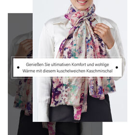 LA MAREY Schal aus 100% Premium-Kaschmir mit Digitaldruck, 70x200cm, abstraktes Aquarell