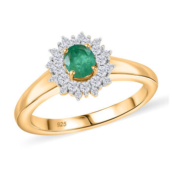 Smaragd und Moissanit Ring - 0,61 ct.