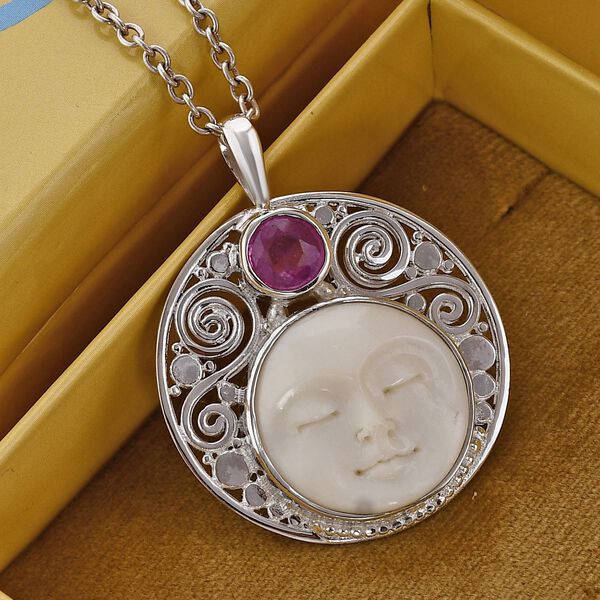 Sajen Silver- Perlmutt und Ilakaka rosa Saphir Anhänger - 12,97 ct. image number 2