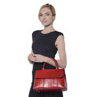 Echtes Leder Handtasche mit erweiterbarem Schulterriemen, Größe 31x11x21 cm, Rot image number 1