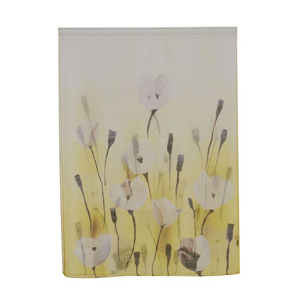 LA MAREY - Luxuriöser Floral-Print Schal, Merinowolle und Maulbeerseide, gelb image number 2