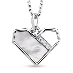 Weißes Perlmutt, Weißer Zirkonia Schmuckset 925 Silber rhodiniert