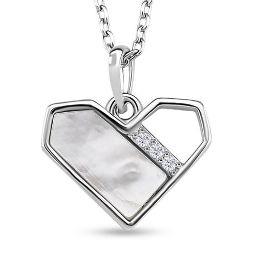 Weißes Perlmutt, Weißer Zirkonia Schmuckset 925 Silber rhodiniert image number 0