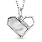 Weißes Perlmutt, Weißer Zirkonia Schmuckset 925 Silber rhodiniert
