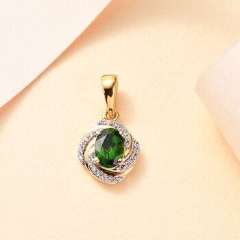 Nat&uuml;rlicher Chromdiopsid und Zirkon-Anh&auml;nger - 1,04 ct.