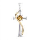 Citrin Anhänger 925 Silber platiniert und vergoldet ca. 0.43 ct