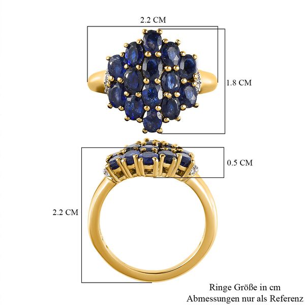 Masoala Saphir und wei&szlig;er Zirkon Ring, 925 Silber vergoldet (Gr&ouml;&szlig;e 17.00) ca. 4,02 ct image number 7