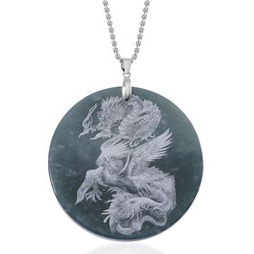 Natürlicher Olmek Jadeit Anhänger mit Kette, 925 Silber rhodiniert ca. 196.00 ct