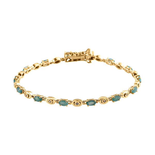 Grandidierit und wei&szlig;es Zirkon-Armband, ca. 19 cm, 925 Silber vergoldet ca. 3.12 ct