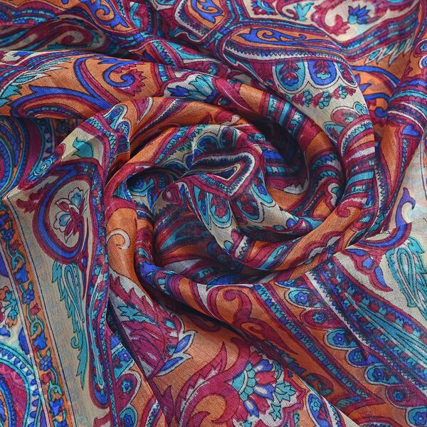 Bedruckter Seidenschal, 48x160cm, Fuchsia image number 6