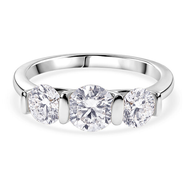 D'Joy Moissanit Ring 925 Silber Platiniert (Gr&ouml;&szlig;e 17.00) ca. 1,80 ct