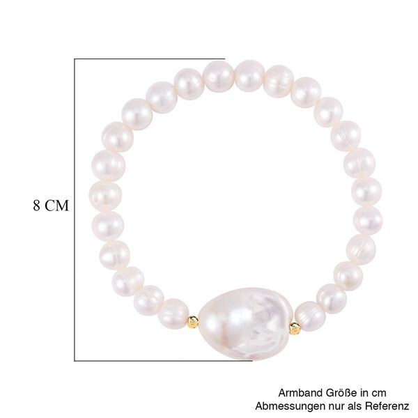 Flexibles, weißes Barockperle- und weißes Süßwasserperle-Armband - 91 ct. image number 4