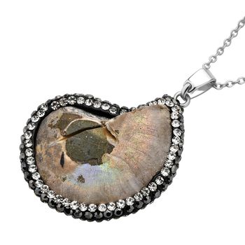 Ammonit und Kristall Anh&auml;nger mit 50+5cm Kette