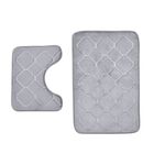 Homesmart 2er Set geprägte Flanell-Badematte mit rutschfester Unterseite (50x80cm), grau