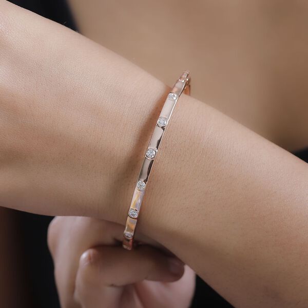 J Francis gefertigt mit SWAROVSKI- Swarovski Zirkonia 19cm Armreif, 925 Silber 750 Ros&eacute;gold Vermeil image number 3