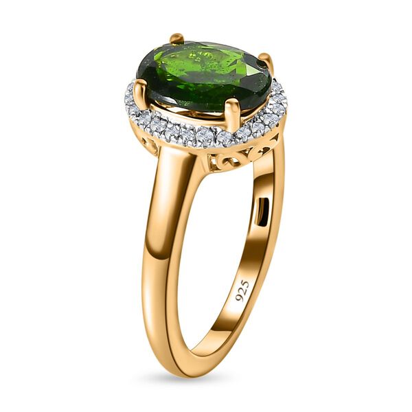 Natürlicher Chromdiopsid und weißer Diamant Ring, ca. 2.01 ct image number 5