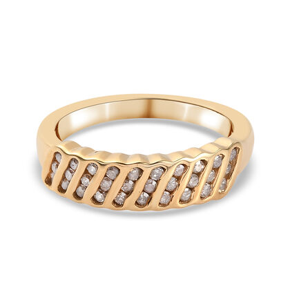 Diamant-Ring, 925 Silber Gelbgold Vermeil (Gr&ouml;&szlig;e 17.00) ca. 0.33 ct