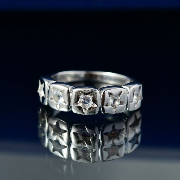 D’joy AAA Prämie Malagasy Mondstein Ring 925 Silber platiniert (Größe 20.00) ca. 0,36 ct image number 2