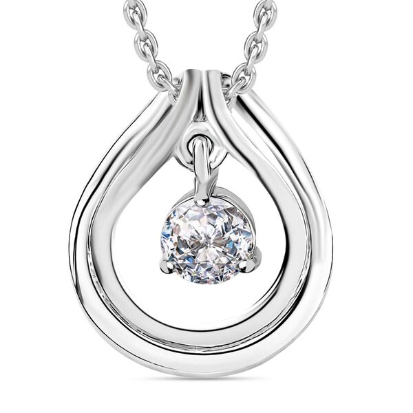 J Francis gefertigt mit SWAROVSKI Zirkonia Anhänger mit Kette ca. 50 cm, Messing und Reiner Edelstahl image number 0