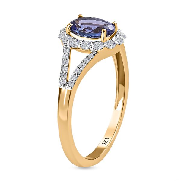 AAA Tansanit und Diamant Ring in 585 Gelbgold - 1,44 ct. image number 5