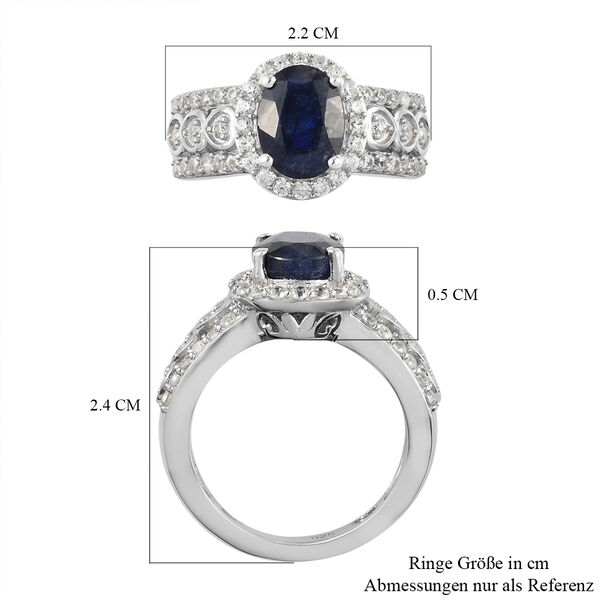 Masoala Saphir und Zirkon Ring, 925 Silber platiniert, 3,71 ct. image number 7