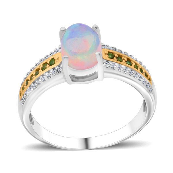 AA Natürlicher, äthiopischer Welo Opal, Chromdiopsid und Zirkon-Ring - 1,69 ct. image number 3