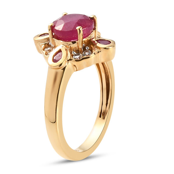 Afrikanischer Rubin und Zirkon-Ring, 925 Silber vergoldet  ca. 2,63 ct image number 5