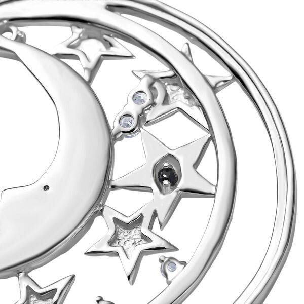 GP Celestial Dream Kollektion- Zirkon und blauer Saphir zweifarbiger Anh&auml;nger mit 45cm Kette - 0,41 ct. image number 7