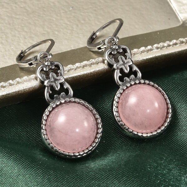 Rosenquarz-Ohrringe, Edelstahl ca. 11,00 ct image number 2