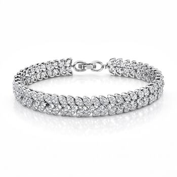 Wei&szlig;es Zirkonia 19cm Armband in Silberton