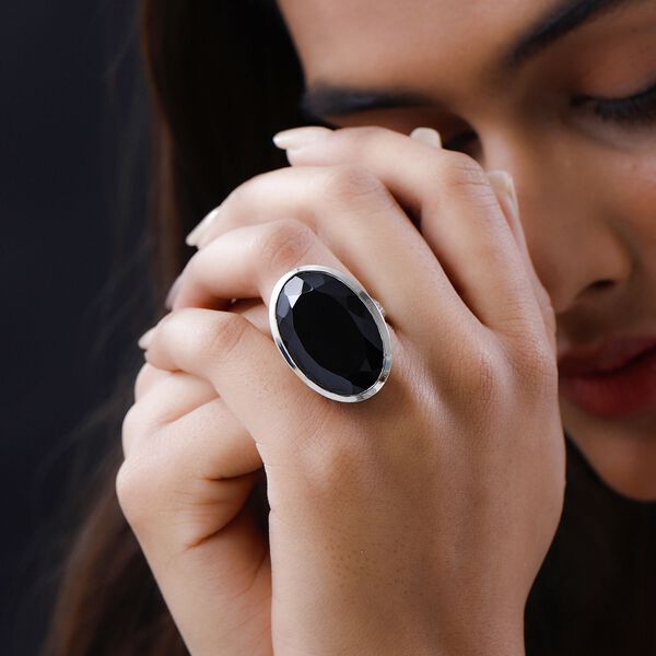 Schwarzer Spinell und Zirkon-Ring - 61,39 ct. image number 3