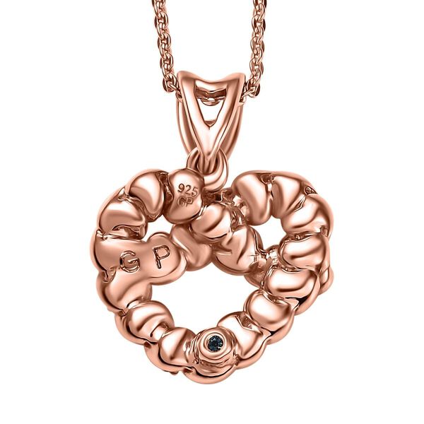 GP Amore Kollektion - Nat&uuml;rlicher Champagner Diamant und Kanchanaburi blauer Saphir Anh&auml;nger mit 50cm Kette, 925 Silber 750 Ros&eacute;gold Vermeil - 0,15 ct. image number 4