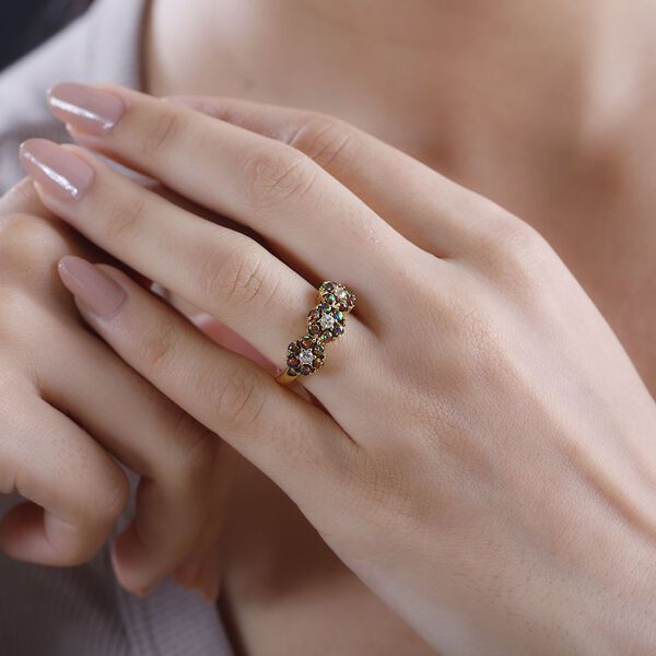 Labor schwarzer Opal und Zirkon-Ring - 1,10 ct. image number 3