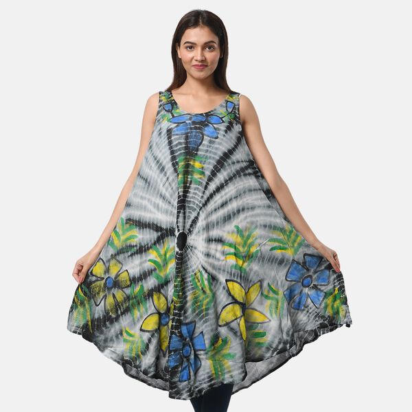 Tie Dye Kleid, Einheitsgr&ouml;&szlig;e, Blumenmuster