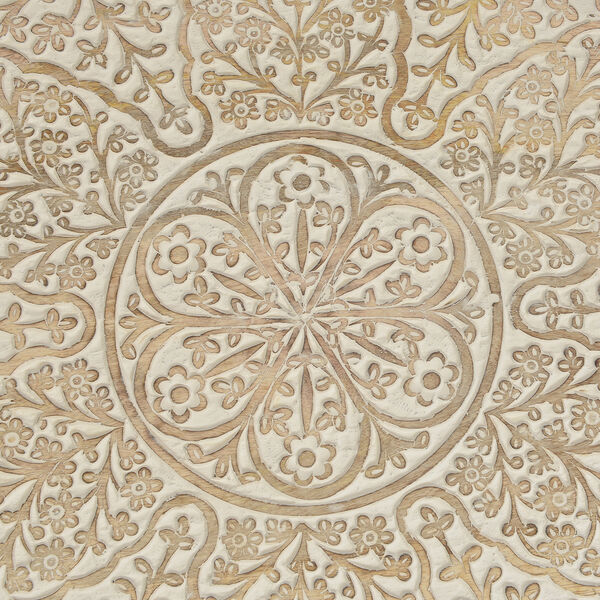 NAKKASHI - handgeschnitzter, klappbarer Couchtisch aus Mangoholz, wei&szlig; lackiert image number 4