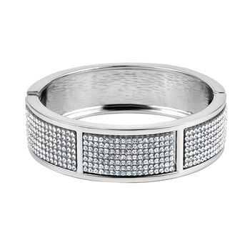 Wei&szlig;er Kristall Armreif, ca. 19 cm, silberfarben