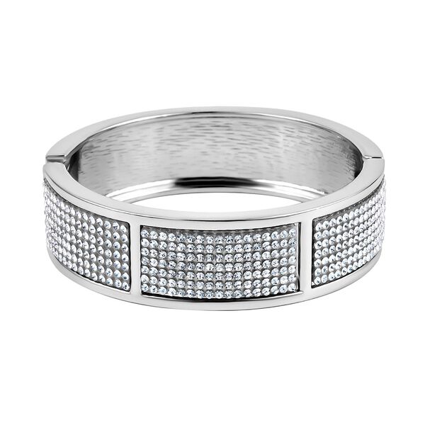 Wei&szlig;er Kristall Armreif, ca. 19 cm, silberfarben