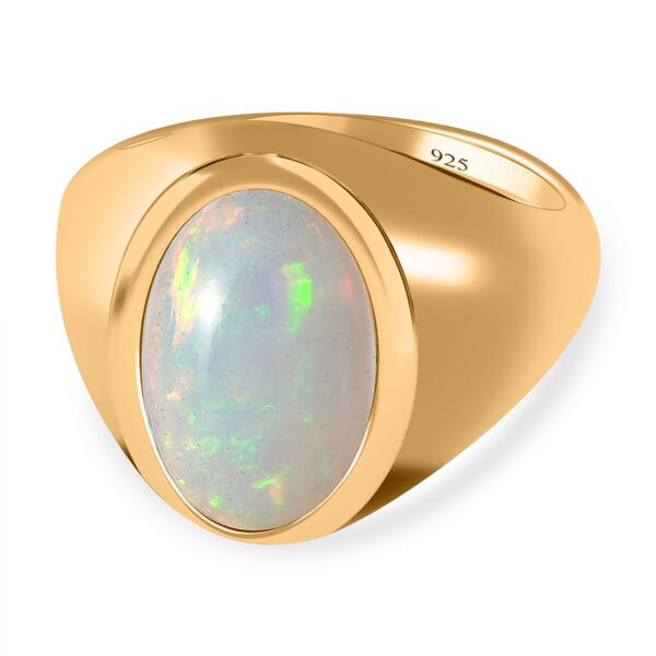 Nat&uuml;rlicher, &auml;thiopischer Welo Opal Ring, 925 Silber Gelbgold Vermeil (Gr&ouml;&szlig;e 19.00) ca. 2.77 ct