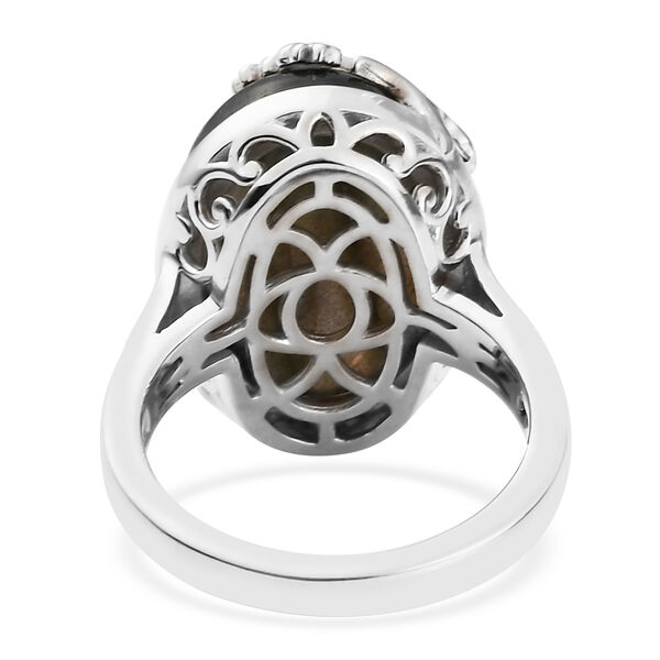 Labradorit Ring Messing Ionenbeschichtetes Platin  ca. 12,42 ct image number 6