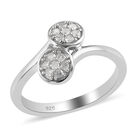 Diamant Bypass Ring 925 Silber Platin-Überzug image number 3